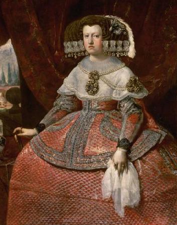Diego Velazquez Konigin Maria Anna von Spanien in hellrotem Kleid